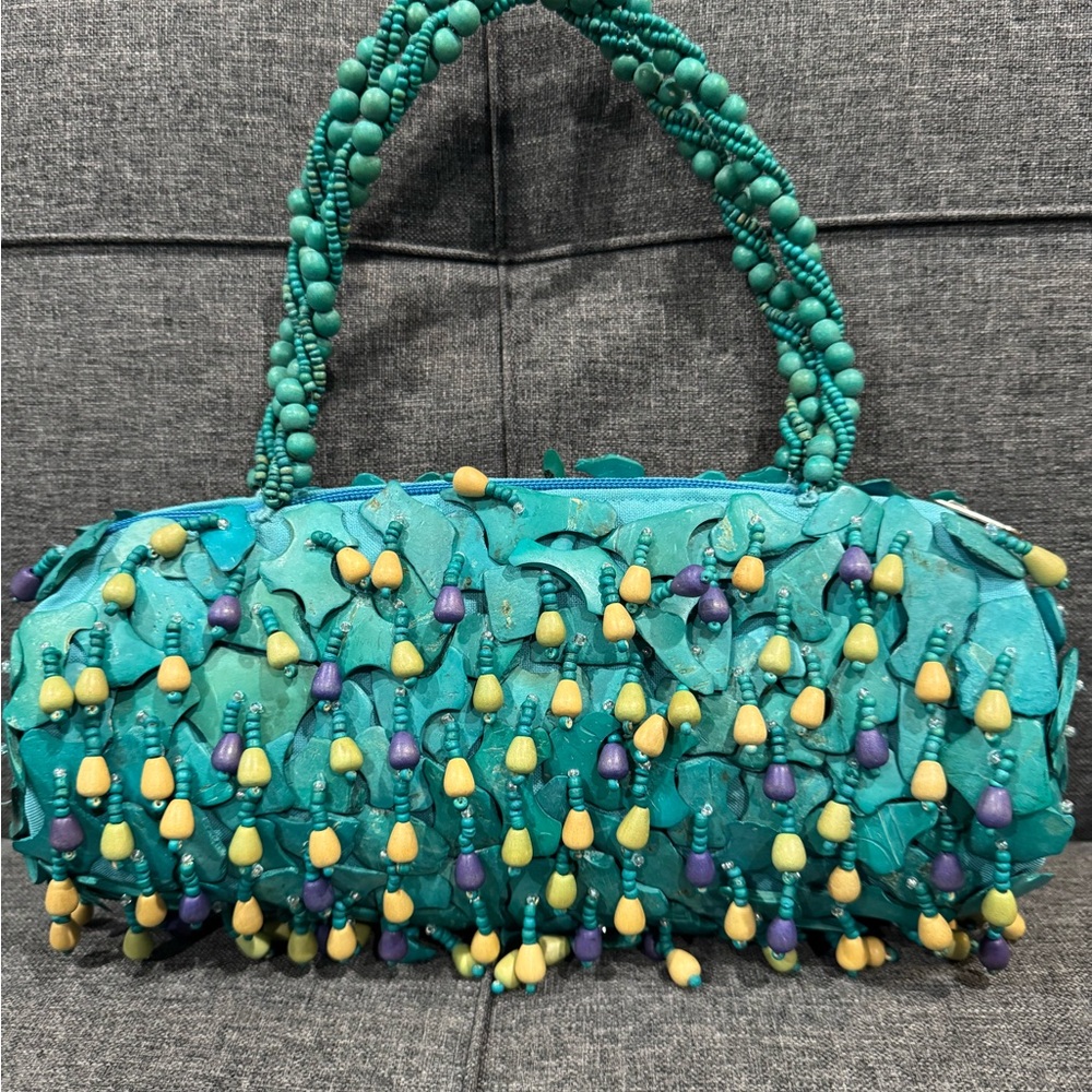 Beaded Teal and Multicolor Women's Bag